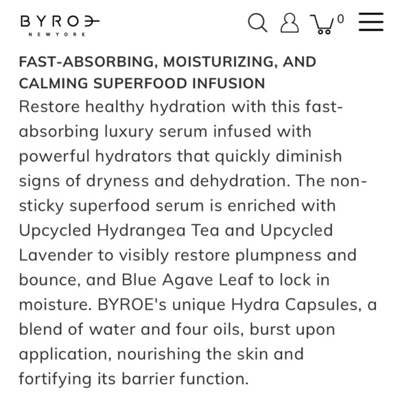 BYROE New York Hydrangea Tea Intensive Hydration Serum - Gold and White - Picture 3 of 7